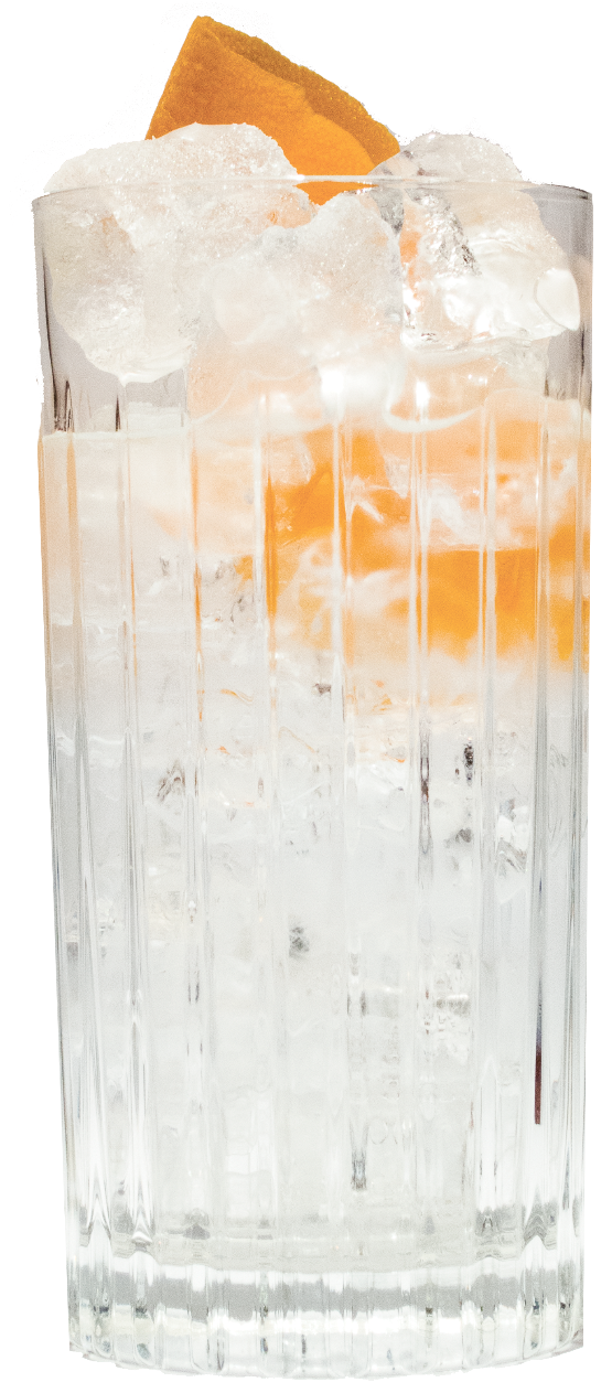 Herbie Gin & Tonic. 5 cl Herbie Gin, 10 cl tonicvand og en appelsinskal.