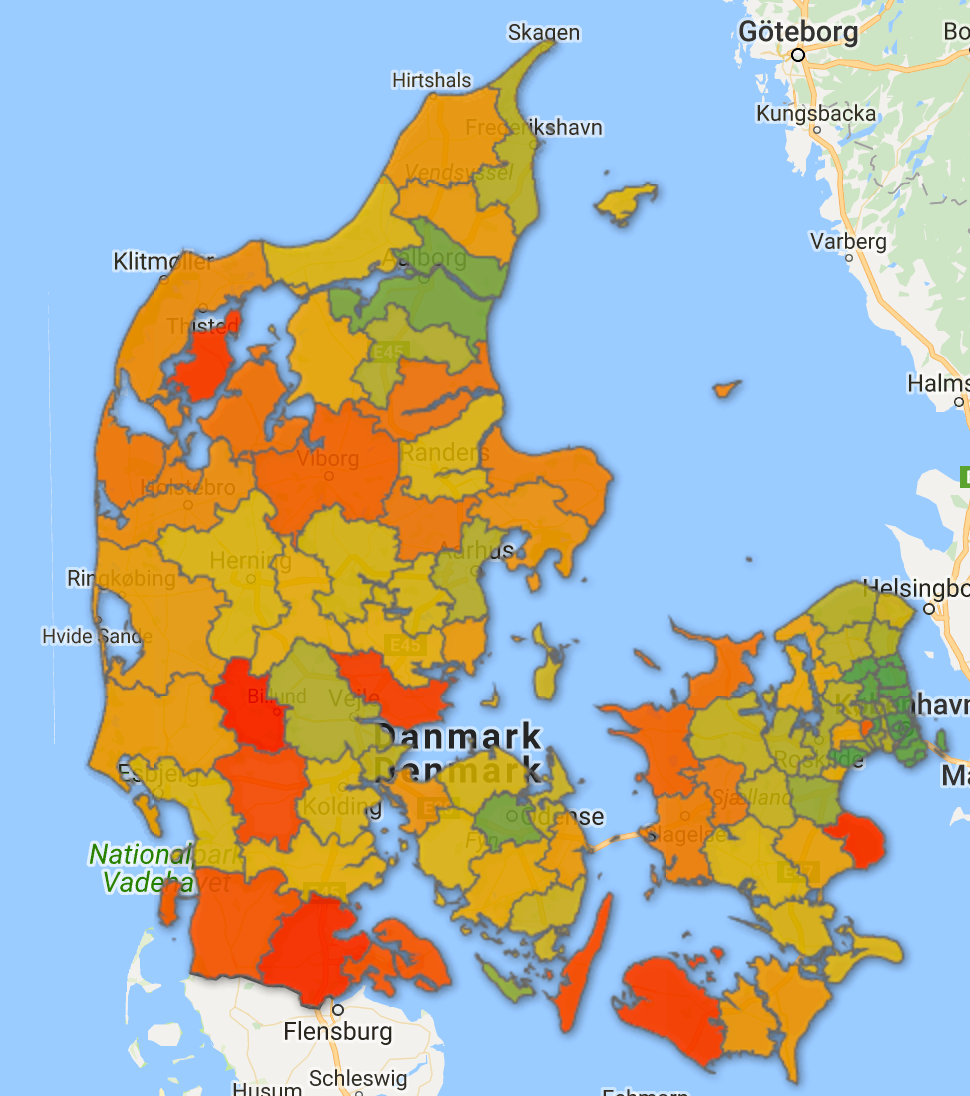 Oversigt over ikke-indhentet kompensation i de forskellige danske kommuner