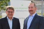 Erhvervsminister, Brian Mikkelsen i selskab med adm. direktør for Dansk Miljøforbedring A/S, John Kaldahl.